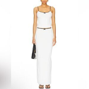 NWT More To Come Koral Maxi Skirt Set White navy backless top dress Revolve M